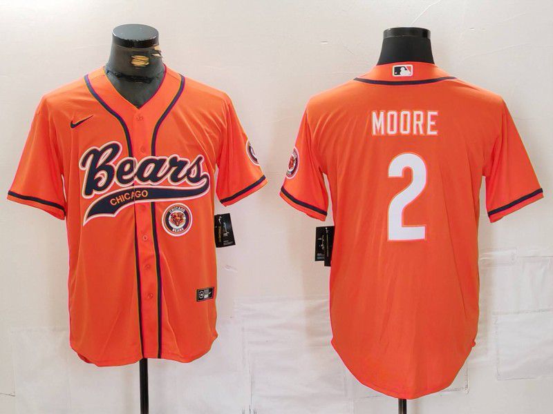 Men Chicago Bears #2 Moore Orange Joint Name 2024 Nike Limited NFL Jersey style 3->youth mlb jersey->Youth Jersey